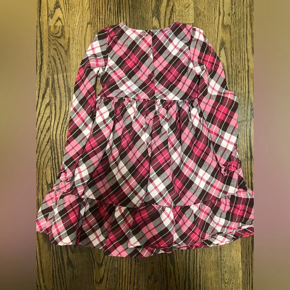 Gymboree Pink and Burgundy Plaid Button-Front Dress